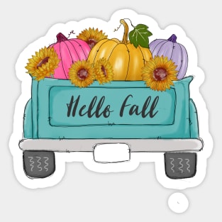 Hello fall truck Sticker